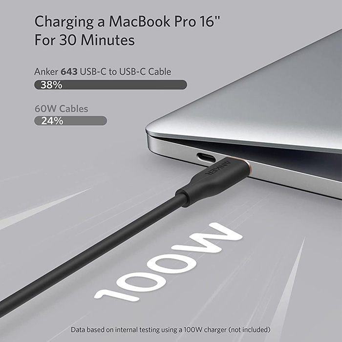 Anker PowerLine III Flow USB-C to USB-C 100W Cable 6FT/1.8M - Black A8553