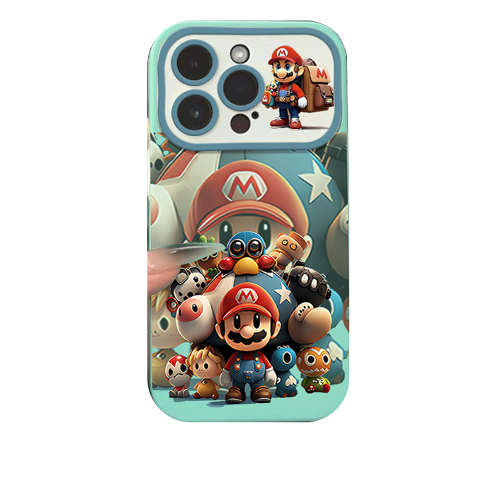 Silicon Case Mario For iPhone 15 Pro Max - Green