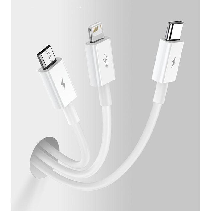 Cáp sạc Ivon USB-A to Lightning/ Micro USB/ USB-C (AD-74) - White
