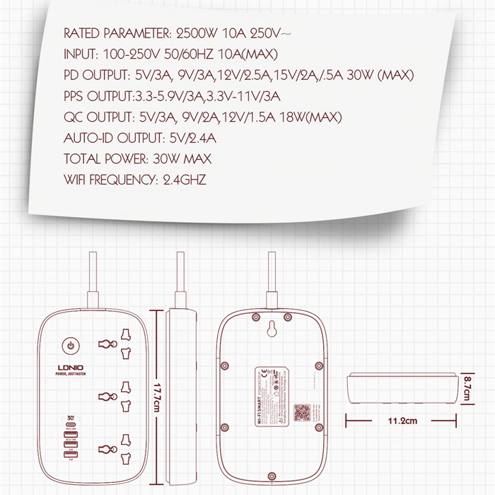 Ổ cắm điện LDNIO - Wifi Smart Power Strip SCW3451