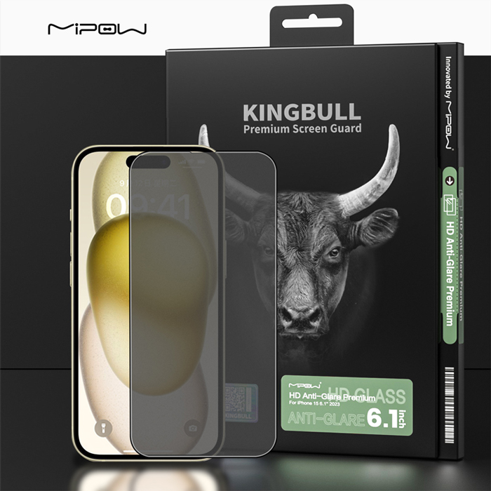 Dán Cường Lực Chống Vân Tay IPhone 15 Mipow Kingbull Anti-Glare Premium HD