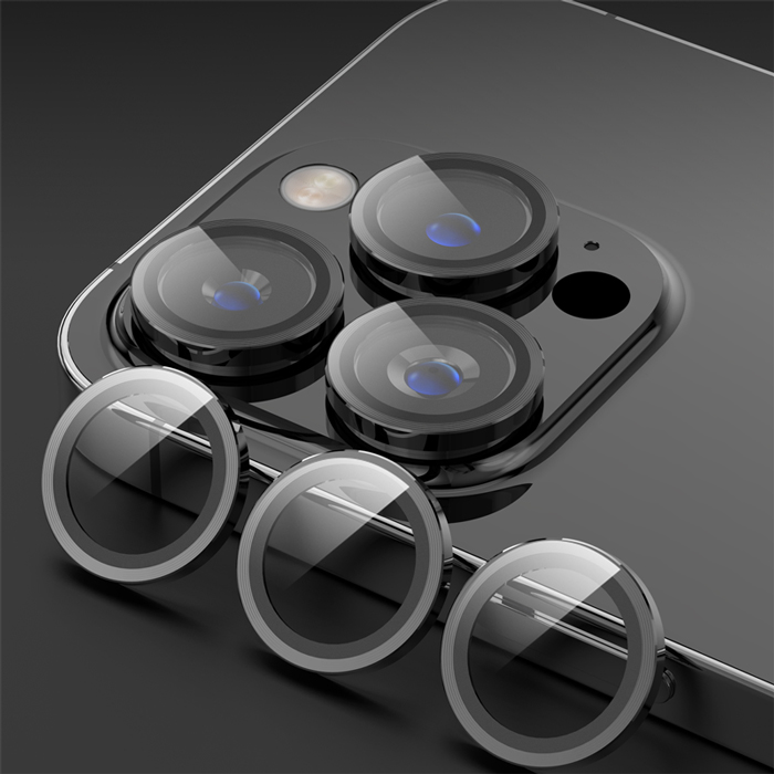 Lens Bảo Vệ Camera Dành Cho iPhone 15 Pro/15 Pro Max Mipow Kingbull TitanShield - Black Titanium
