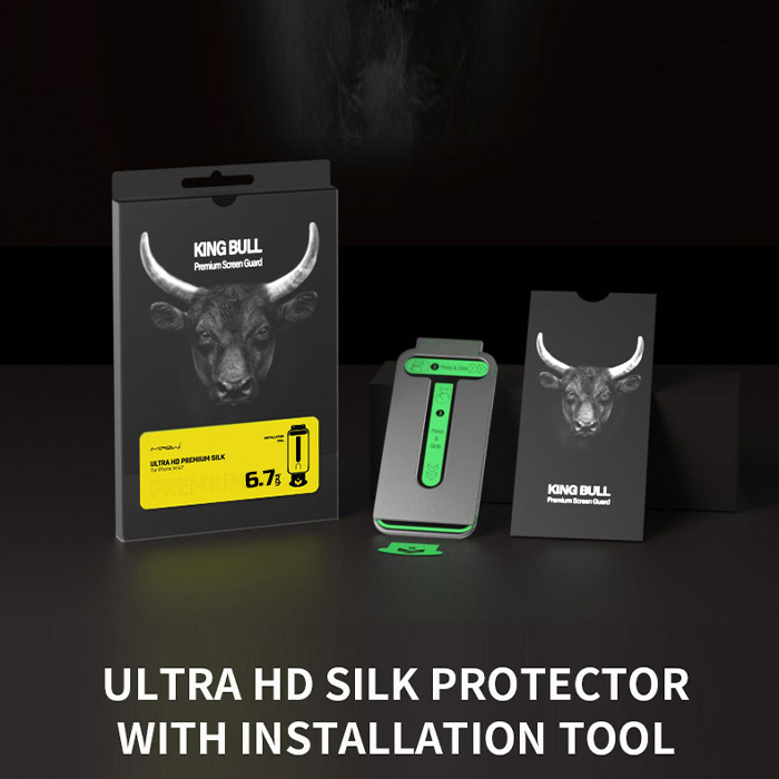 Bộ Dán + Tool Hỗ Trợ Dán Cường Lực iPhone 14 Pro Max Mipow Kingbull Premium Silk HD