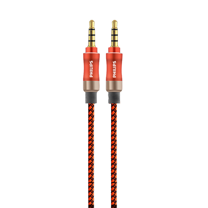 Cáp Chuyển Đổi Âm Thanh Philips - Audio Cable AUX 3.5MM Male To 3.5MM Male - Red