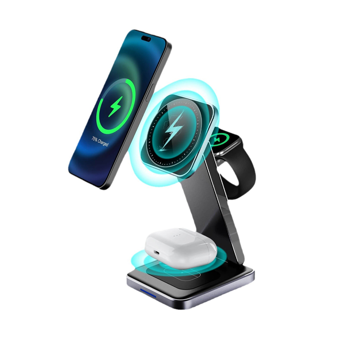 Philips - Magnetic Stand 3-in-1 Wireless Charging Electromagnetic Induction - DLP8330CB