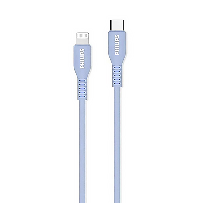 Philips - MFI Certificated Sync & Charge Type-C To Lightning Cable 1M - Blue