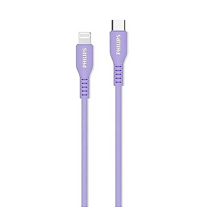 Philips - MFI Certificated Sync & Charge Type-C To Lightning Cable 1M - Purple