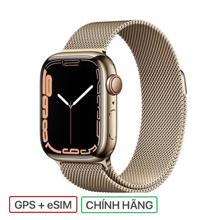 Apple Watch Series 7 GPS+Cellular 45MM Gold Stainless Steel Case with Gold Milanese Loop