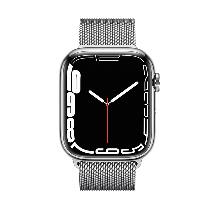 Apple Watch Series 7 GPS+Cellular 45MM Silver Stainless Steel Case with Silver Milanese Loop
