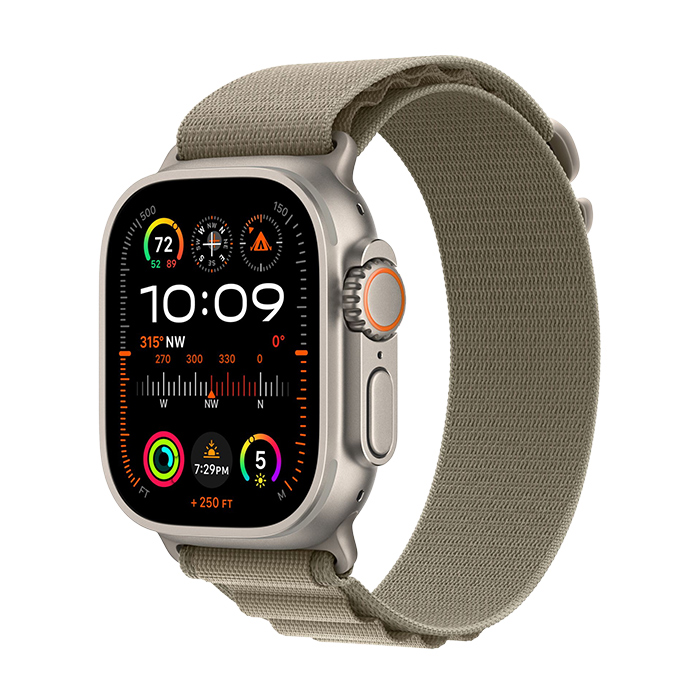 Apple Watch Ultra 2 GPS + Cellular 49MM Titanium - Olive Alpine Loop MREY3