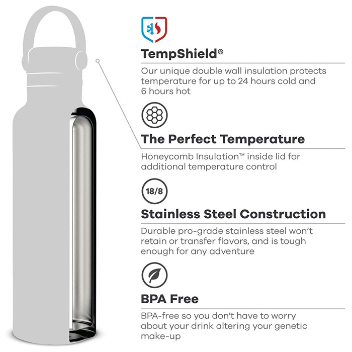 Bình nước giữ nhiệt cao cấp bằng thép không gỉ Hydro Flask - Standard Mouth Flex Lid