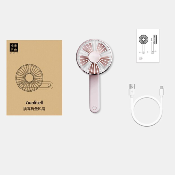 Quạt Mini Cầm Tay Gấp Gọn Xiaomi Qualitell Folding Fan 2.000mAh - Pink