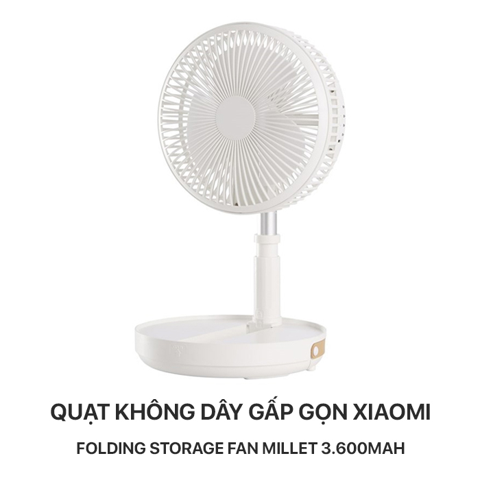 Quạt không dây gấp gọn Xiaomi Youpin Folding Storage Fan Millet 3.600mAh - White