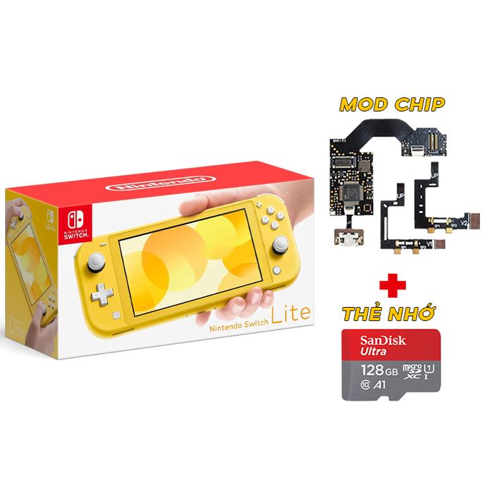Nintendo Switch Lite Yellow Mod Chip + MicroSD 128GB Cũ