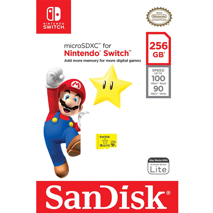 SanDisk Micro SD Card SDXC for Nintendo Switch/Switch Lite/Switch OLED - 256GB
