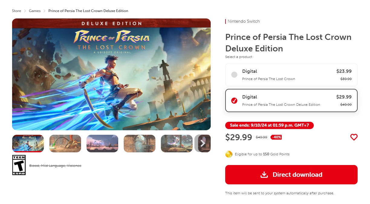 Prince of Persia The Lost Crown Deluxe Edition trên Nintendo Switch