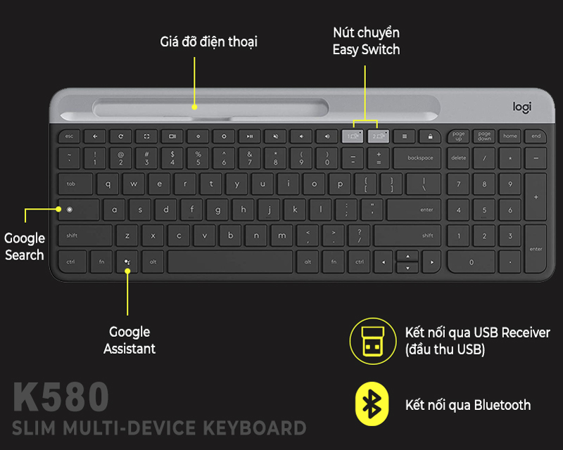  Logitech K580 Slim Multi Device Wireless Keyboard