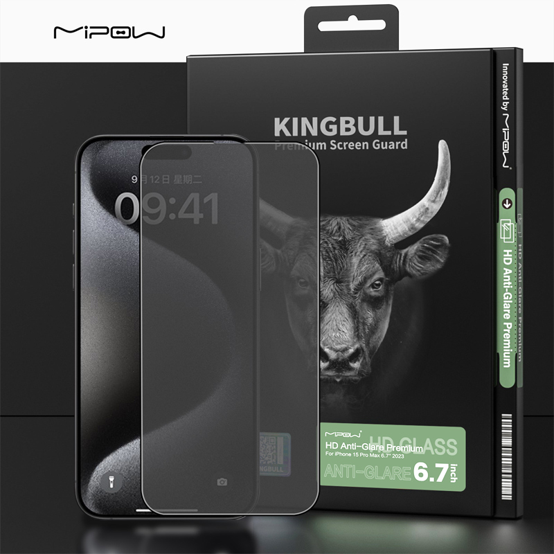 Dán Cường Lực Chống Vân Tay IPhone IPhone 15 Pro Max Mipow Kingbull Anti-Glare Premium HD