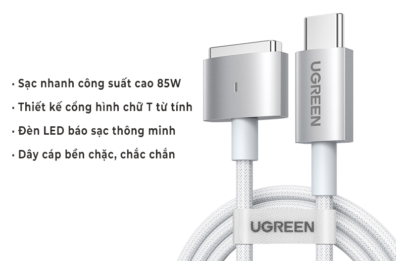 Cáp sạc Ugreen 85W USB-C to Magsafe 2 - 2M 