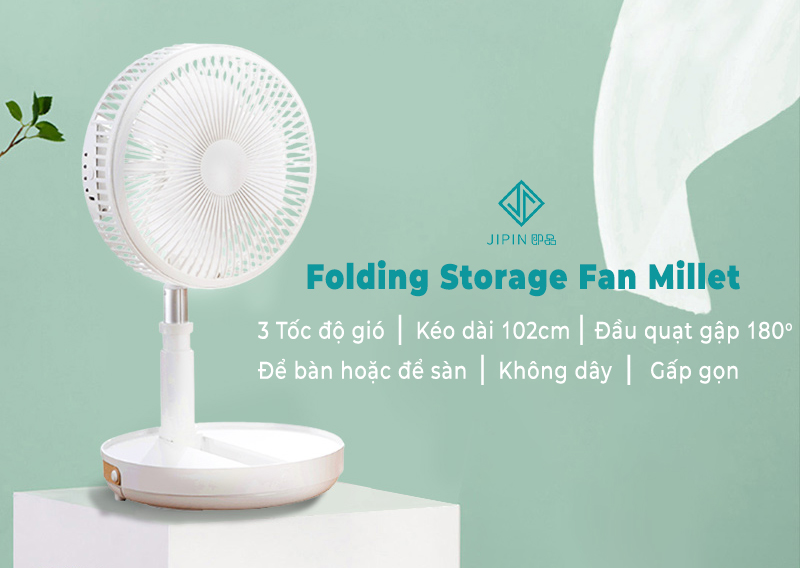 Quạt không dây gấp gọn Xiaomi Youpin Folding Storage Fan Millet 3.600mAh