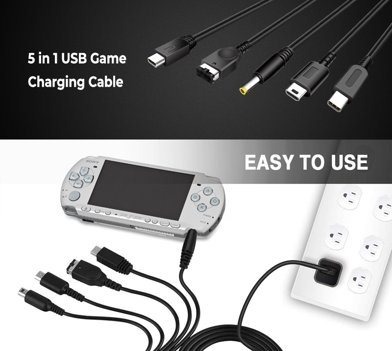 5 In 1 USB Charger Cable For Retro Game Console