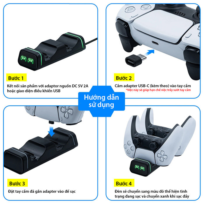 Đế sạc DOBE Charging Dock For PS5/Xbox Series/Nintendo Switch Controller 