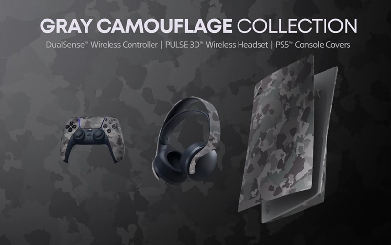 PS5 Accessories Gray Camouflage