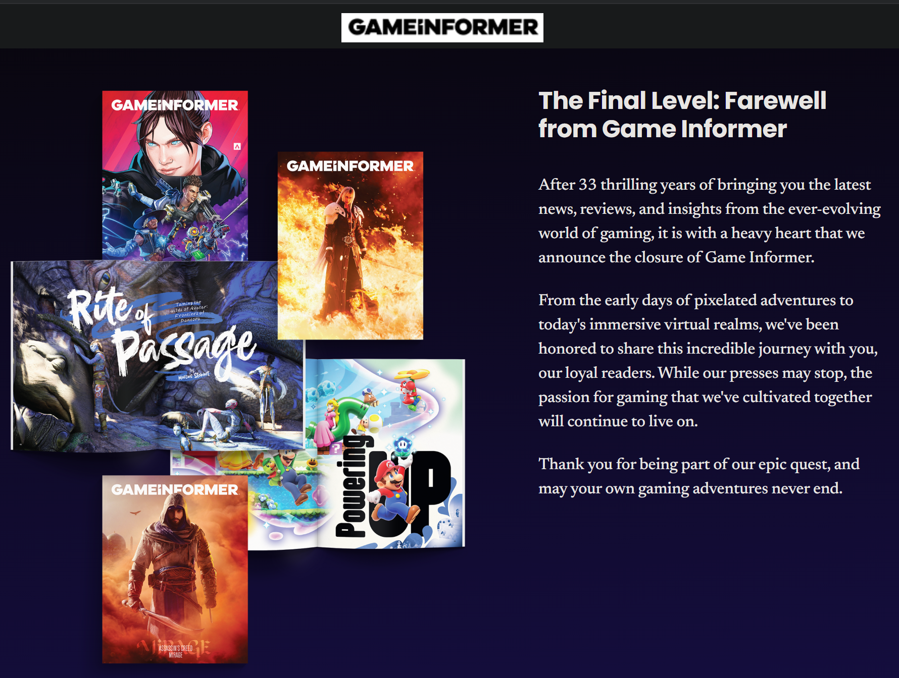 Game Informer Thêm Một Huyền Thoại Nói Lời Chia Tay Ngành Game 2 game informer them mot huyen thoai noi loi chia tay nganh game 1