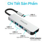 Philips - Hub USB-C 5 In 1 To HDMI + USB + PD - SWV6115 - Ảnh 2