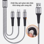 Cáp sạc Ivon CA39 2.4A Max Lightning + USB-C + Micro USB 3 in 1 Charging Cable 1.2m - Ảnh 2