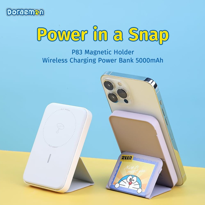 doraemon p83 pd magnetic wireless charging stand power bank 42