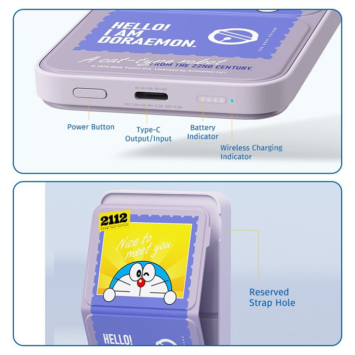 doraemon p83 pd magnetic wireless charging stand power bank 44