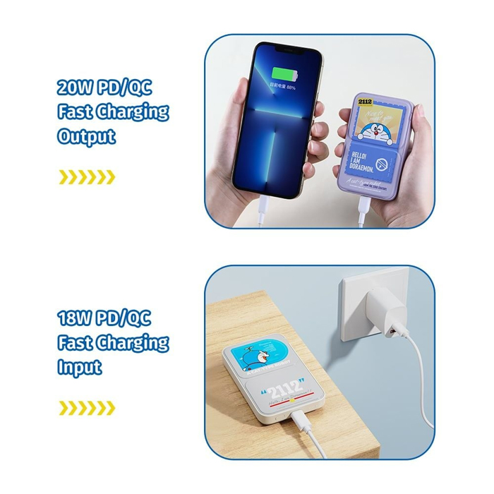 doraemon p83 pd magnetic wireless charging stand power bank 45