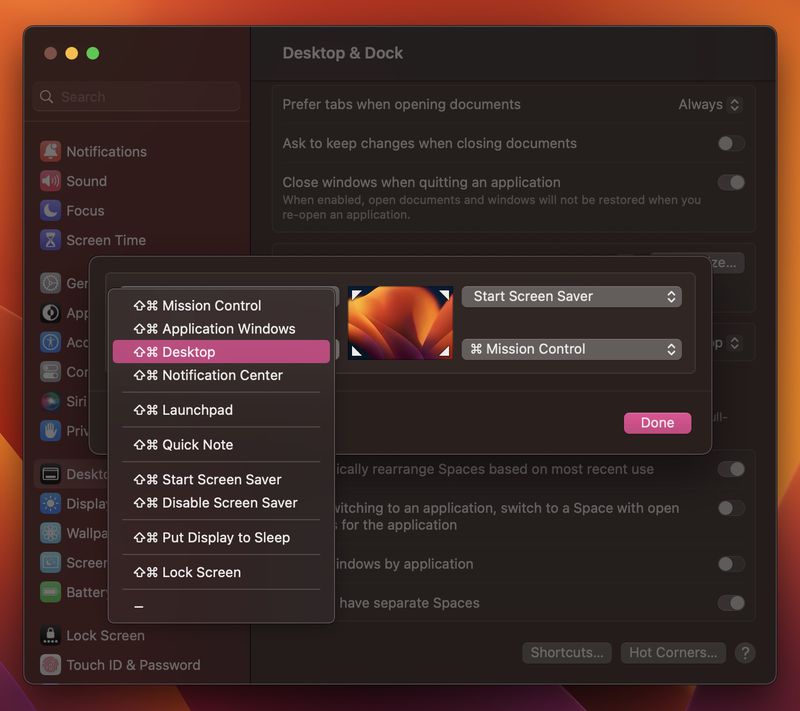 hot corner modifier keys