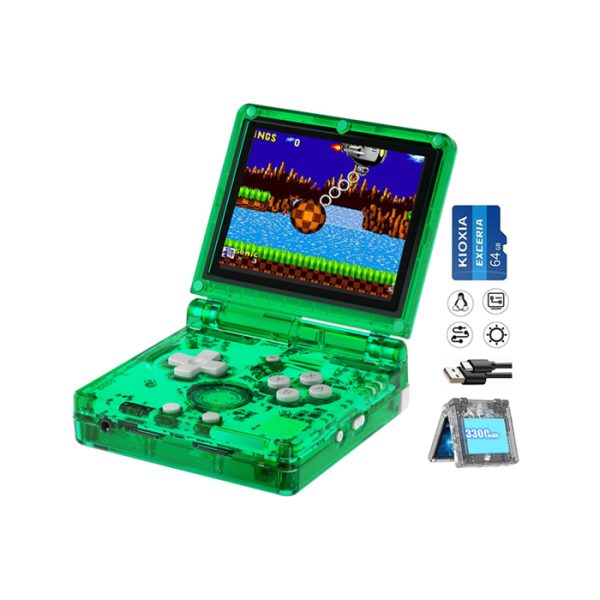 Anbernic - Retro Gamboy Flip RG35XXSP - 64GB - Green Transparent