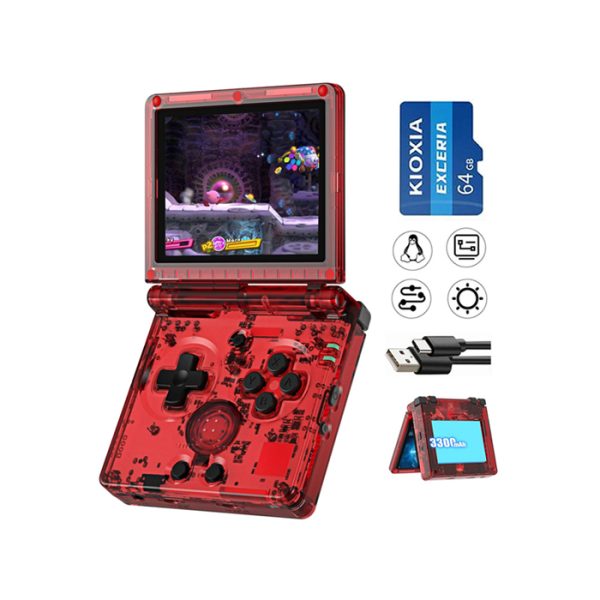 Anbernic - Retro Gamboy Flip RG35XXSP - 64GB - Red Transparent