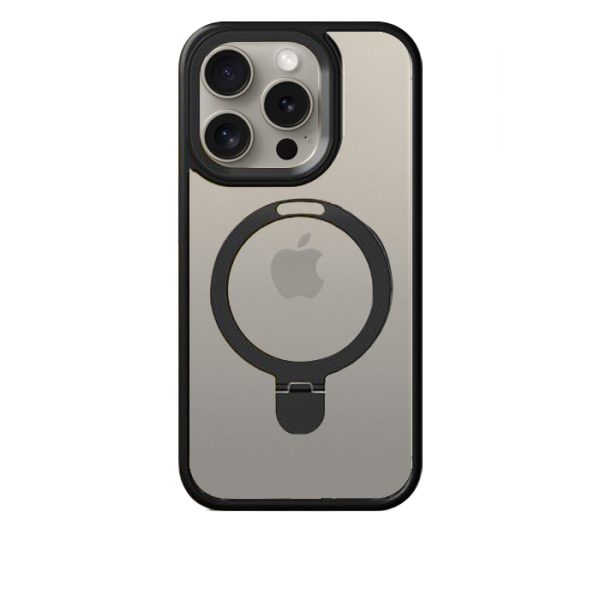 Case Mipow Magsafe Stand 2 In 1 Transparent For iPhone 15 Pro 6.1 Inch - Black