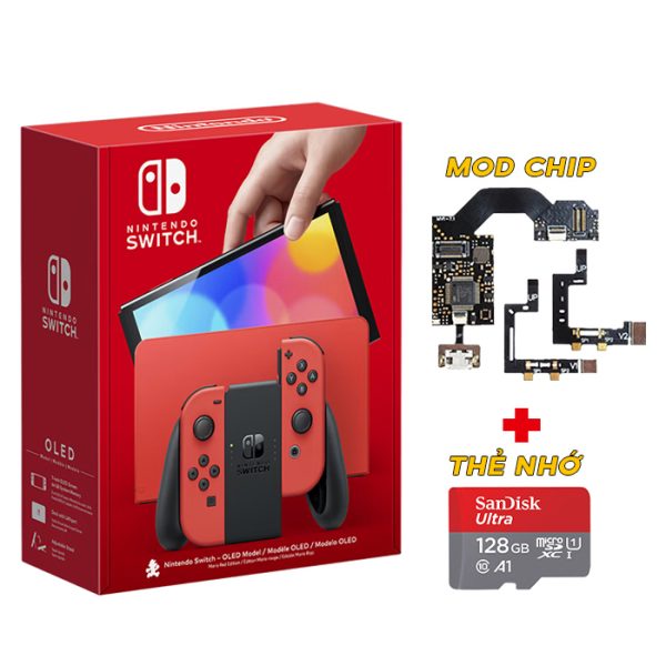 Nintendo Switch OLED model - Mario Red Edition Mod + Micro SD 128GB - Secondhand