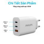 Philips Wall Charger PD65W+QC3.0 - DLP6333 - Ảnh 3