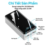 Pin sạc dự phòng Philips -DLP9693 - 22.5W With 3 Cables  - 30000mAh - Ảnh 9