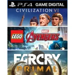Game Civilization Vi + Lego Avengers + Farcry Primal - PS4 - Digital