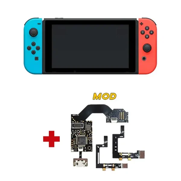 Nintendo Switch - Neon Blue Neon Red Joy-Con Mod + Micro SD 128GB - Secondhand