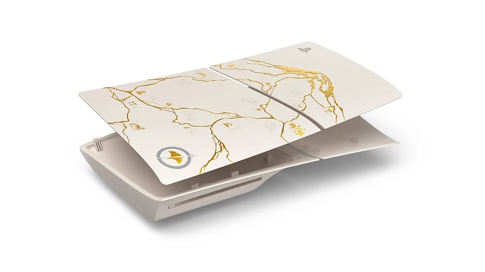 limited edition PS5 console cover with gold detailing