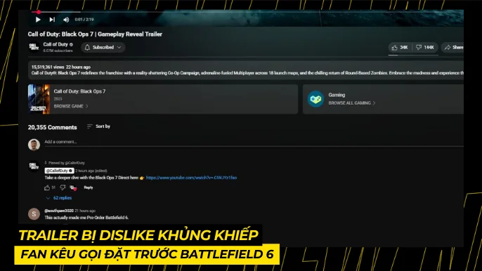 Black Ops 7: Trailer Bị Dislike Khủng Khiếp, Fan Kêu Gọi Đặt Trước Battlefield 6 3 THUMB BAI VIET 11 2