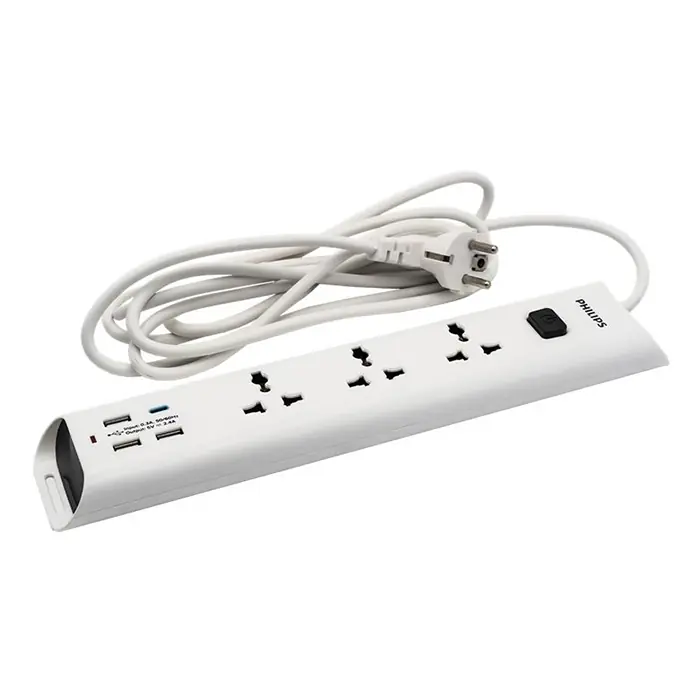PHILIP - O CAM DIEN 3 LO + 2 USB + 2 TYPE C , DAI 2M 00 PHILIP - Ổ Cấm Điện 3 Lỗ  + 2 USB + 2 TYPE C , Dài 2M (CHP4335WA/74) - Ảnh 1