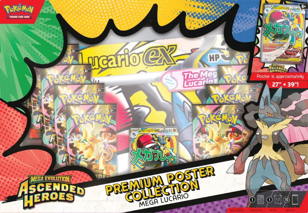 TCG Pokemon - Mega Evolution - Ascended Heroes - Booster Bundle 4 Premium Poster Collection Mega Lucario
