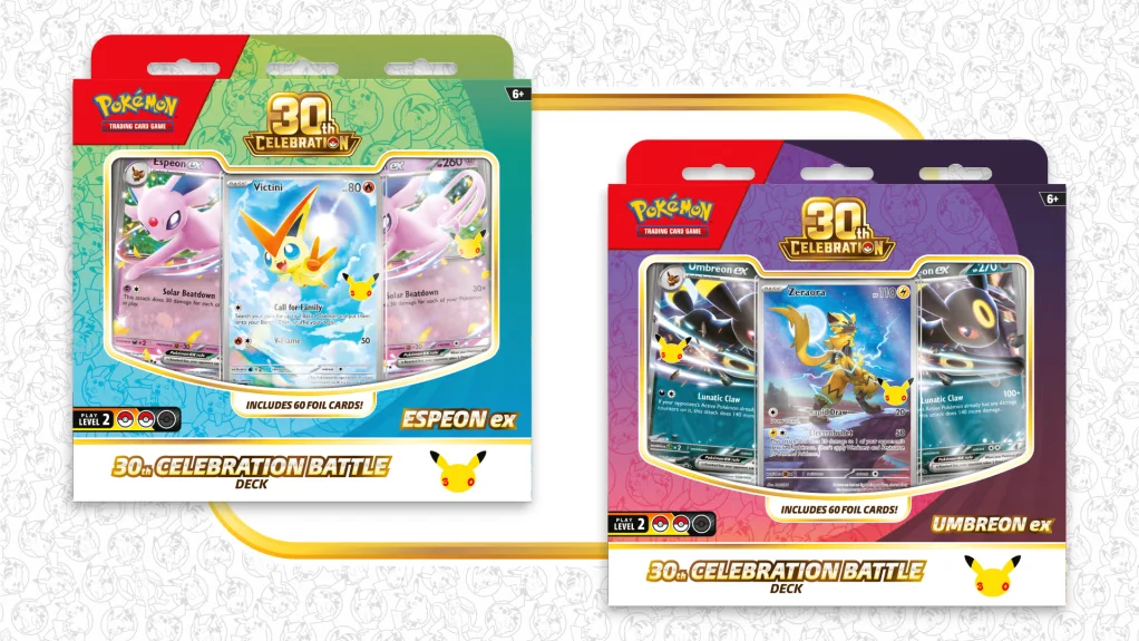 Pokemon 30th Celebration 79 battle deck espeon ex umbreon ex en