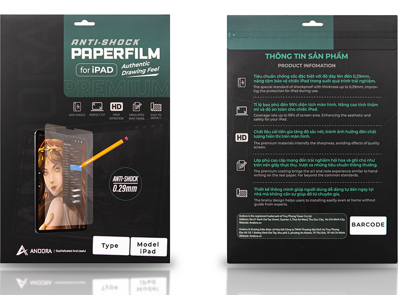 Dán màn hình Andora Paperfilm Anti-Shock iPad Pro 11" 1 Dán màn hình Paperfilm Anti-Shock iPad Pro 12.9 inch
