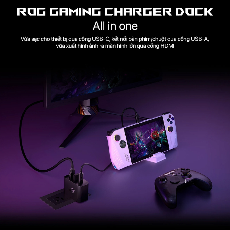 Asus ROG Gaming Charger Dock - Black - Chính Hãng 1 Asus ROG Gaming Charger Dock