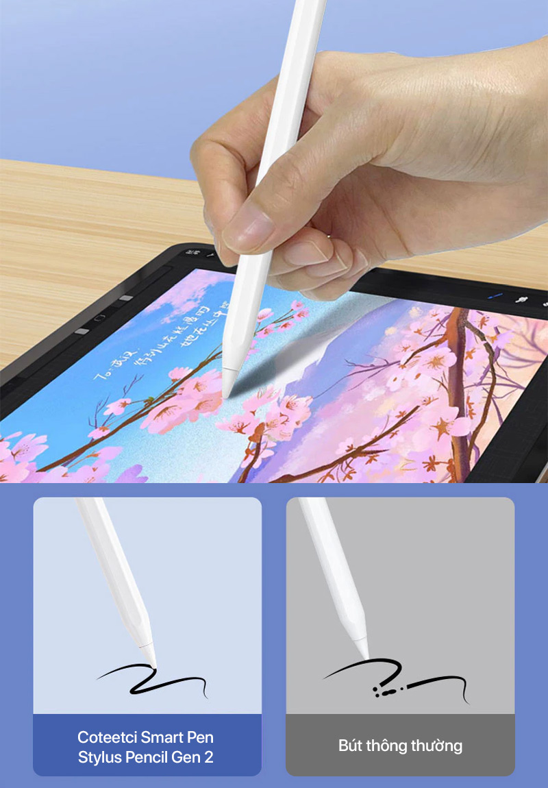 Coteetci - Smart Pen Stylus Pencil Gen 2 for iPad - 62006 2 Coteetci Smart Pen Stylus Pencil Gen 2